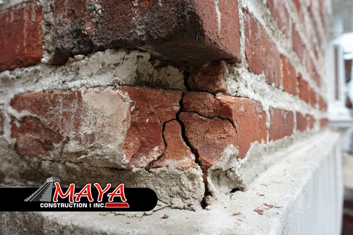 Freeze Thaw Damage Masonry Repair in Hudson Valley, NY showing cracked brick and failing mortar joints