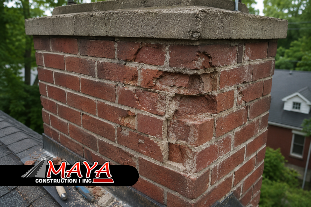 Chimney spalling brick repair for damaged and flaking masonry