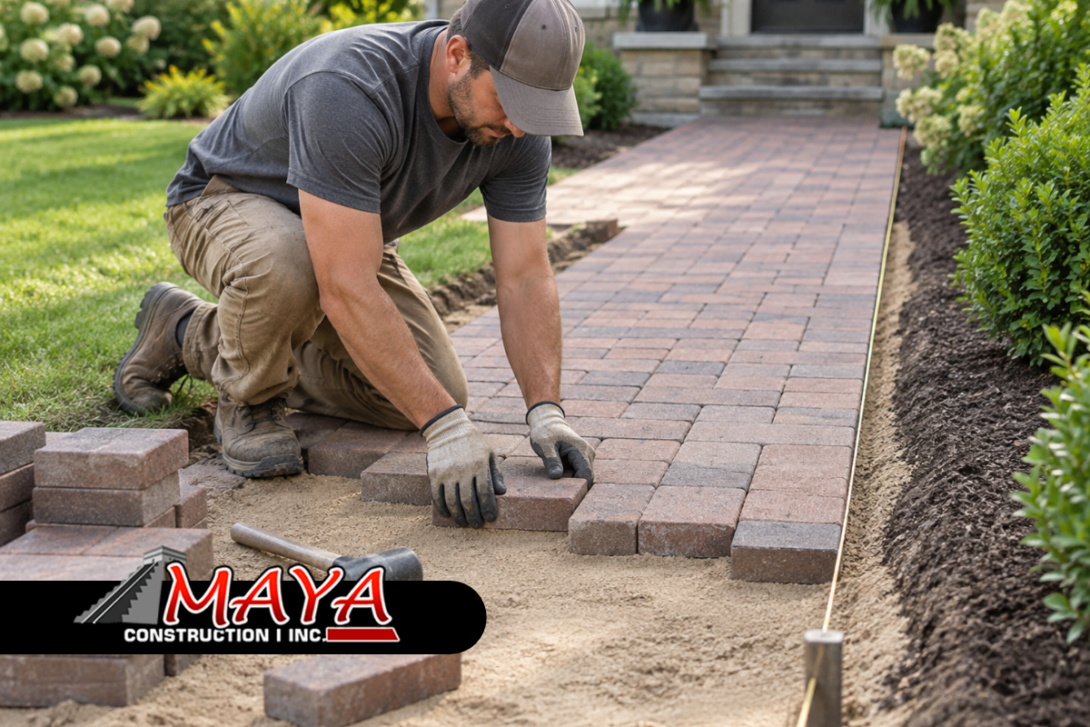 Brick paver installation for a clean outdoor walkway