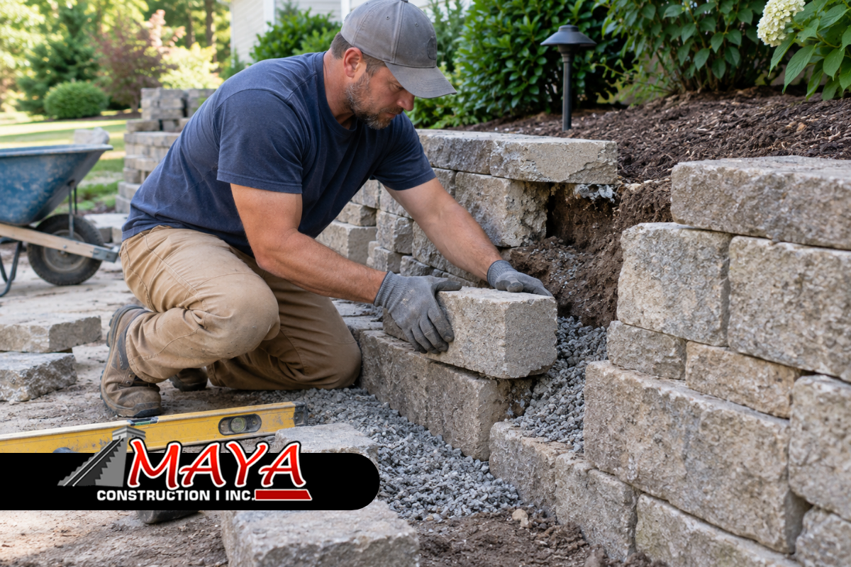 Retaining wall repair for a damaged outdoor wall